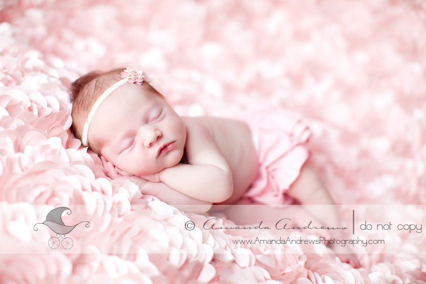 meridian idaho newborn baby photography sleepy baby on pink flower fabric