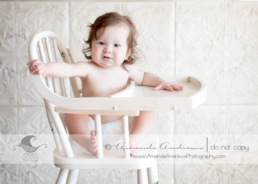 Layla 8 months old in highchair baby photos