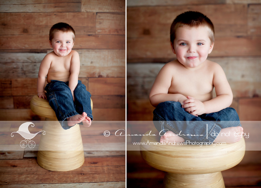 picture of 2 year old on mushroom prop