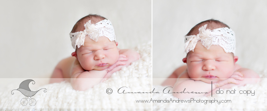 picture of baby girl on white with white bow
