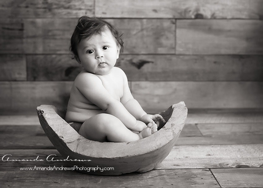 baby photography nampa idaho baby boy in wood bowl