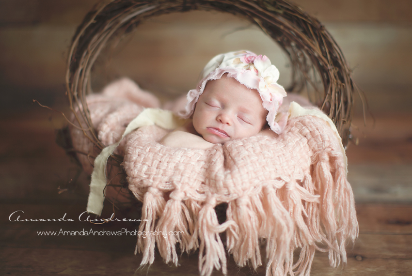 newborn in round basket