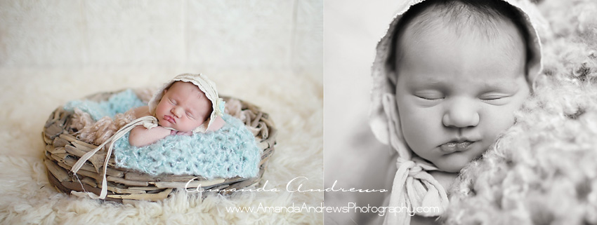 infant sleeping in wooden basket